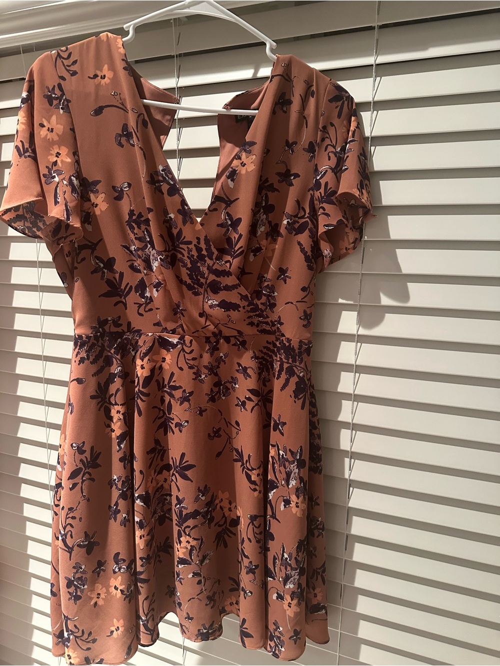 Express Rust Floral Midi Dress with Navy Floral Print
